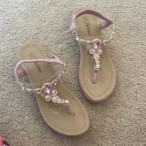 Pink Platform Sandals With Rhinestones